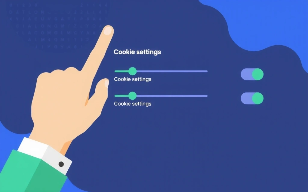 Ruka ovládající posuvníky nastavení souborů cookie v digitálním rozhraní