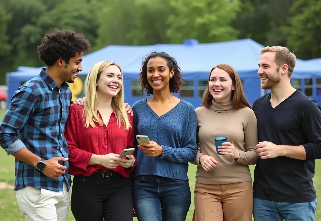 Tým brandocean na teambuildingové akci, smějící se a bavící se
