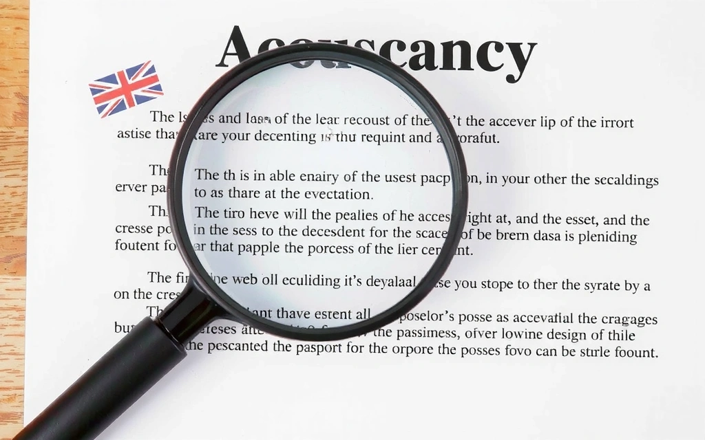 Zvětšovací sklo nad textem s chybami